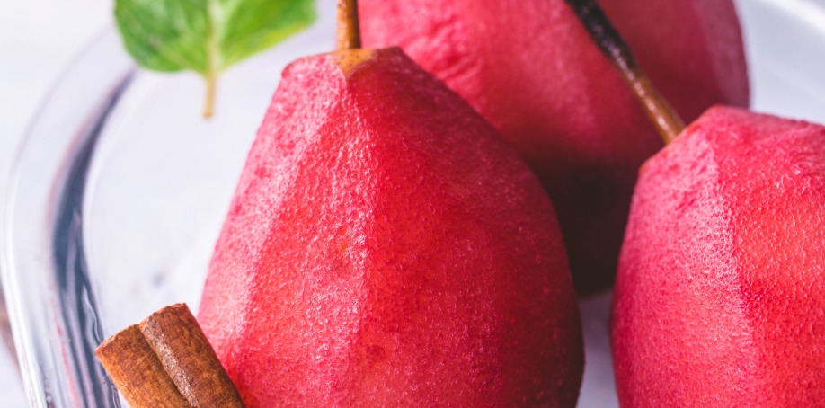 red wine poached pears by chef Private Carole