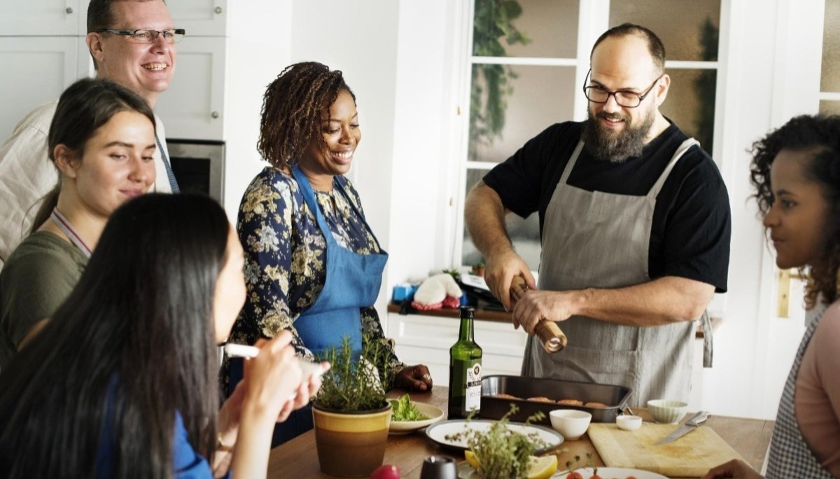 chef teaching cooking to students Cambridge