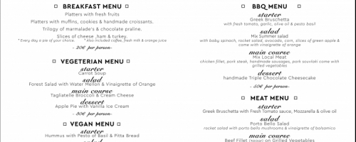 Private Food Menu