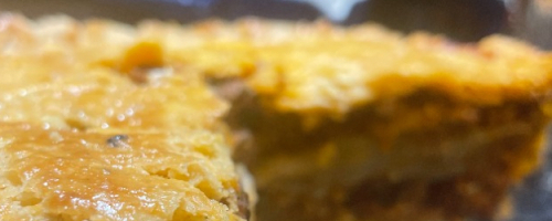Meat & Potato Pie w/Brussels Sprouts
