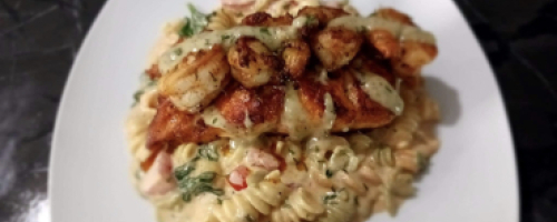 Salmon and Shrimp Pasta