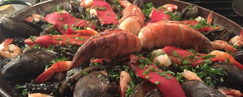 Black Seafood Paella with Squid Ink