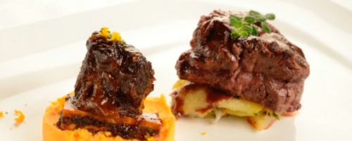 Duo of Braised Short Rib and Seared Beef Tenderloin