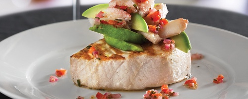 Grilled swordfish with Mediterranean salsa