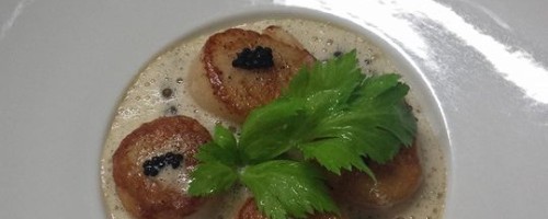 St jacques juste saisies, lentilles vertes du puy