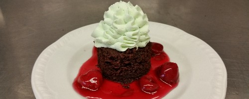 Dark Chocolate Cake with Cherries & Cream