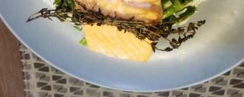 Atlantic Salmon w/ thyme infused basmati rice and rapini