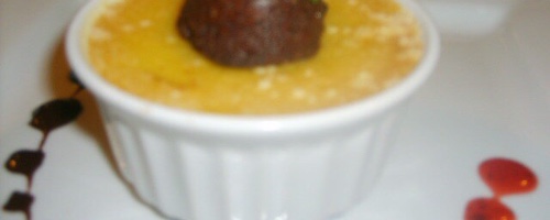 Peachy sake creme brulee