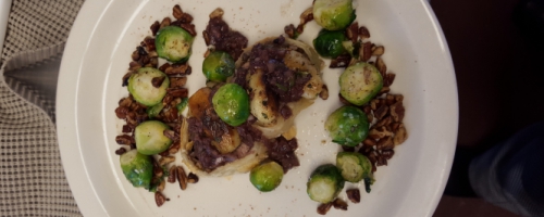 Cajun Seasoned Mussels and Pecan Brussels Sprouts