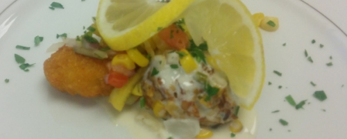 roasted corn crab cake and polenta