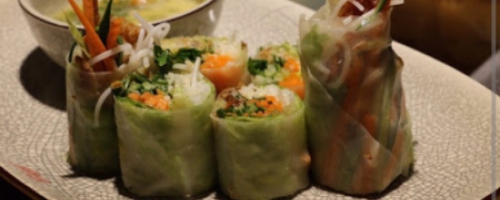 Soft shell crab rice paper rolls