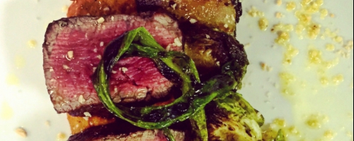 Espresso Rubbed Filet with Marcona Almond Romesco