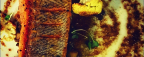Roasted Salmon with Bagna Cauda and Organic Lentils