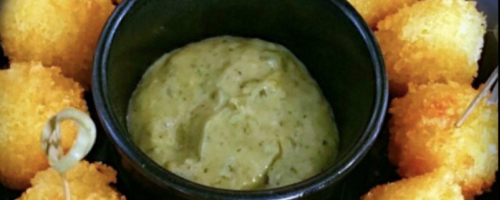 Crumbed Bocconcini with Pesto Aioli Dip