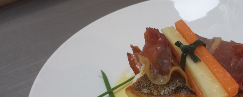 surf and turf cod with prosciuto crust