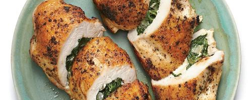 Corn fed chicken breast stuffed with feta and spinish