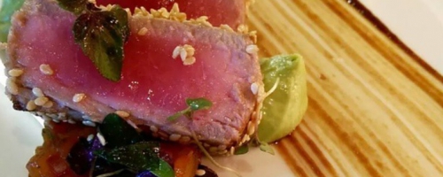 Yellow fin Tuna, avocado mousse, balsamic & pico de gayo