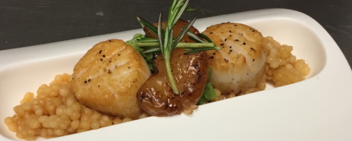 Pan seared diver scallops