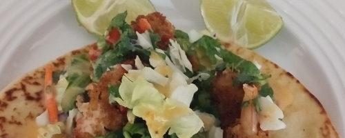 Shrimp Tacos w/Yum Spice Sauce