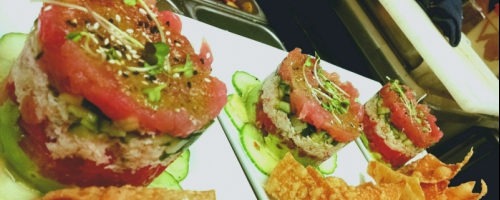 ahi poke crab tower