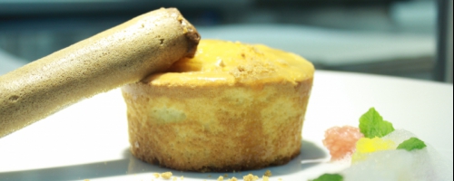 Rum cake with choco mousse cigar