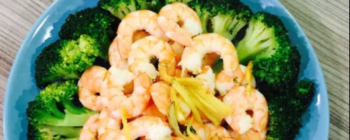 Brocoli avec crevettes 西兰花炒虾仁