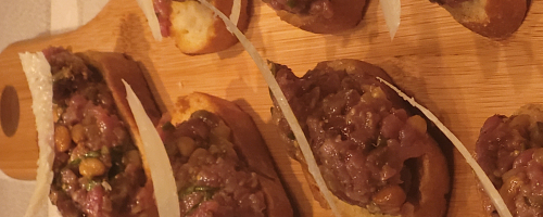 tartare de canard au parmesan et basilic