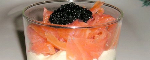 Ceviche en verrines de saumon fumé et Kiwi
