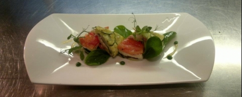 Citrus marinated seabass & vegetable press