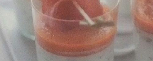 Tzatziki au coulis de poivrons et jambon d'Aoste