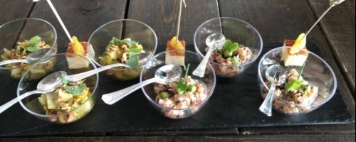 Dúo de Ceviches y jícama con mezcal