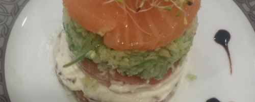 Mille feuille de Saumon fumé et Crabe