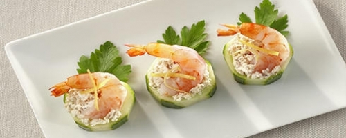 Mousse de crevette sur nid de concombre