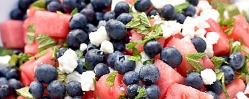 Watermelon, Blueberry, Feta and Mint salad