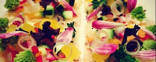 Spring on a parmesan biscuit