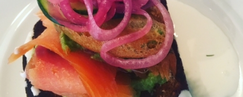 smoked salmon with avocado beignets