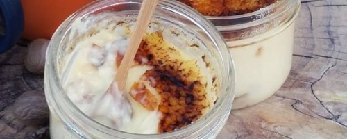 Crème brûlée aux pommes caramélisées et Jack Daniel