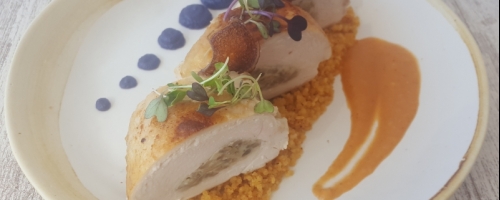 Pollo relleno de setas a la trufa