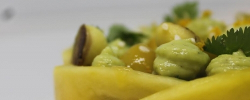 Fish tartar, avocado, mango and tangy orange