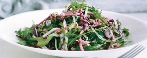 ANTIPASTO SALAD WITH BOCCONCINI AND GREEN-OLIVE TAPENADE