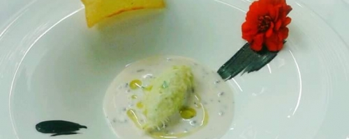 cod fish brandade with truffle and burrata sauce.