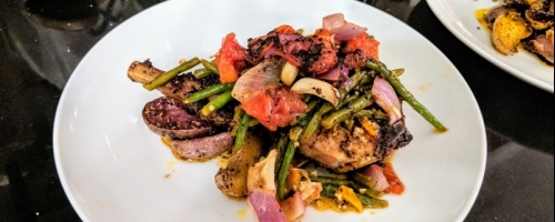 Pan seared bone in pork chop