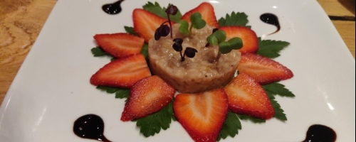 Risotto de fresa y ron Cacique