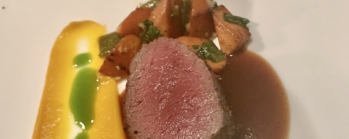 Seared Venison, Espelette Sweet Potato, Smoked Carrots