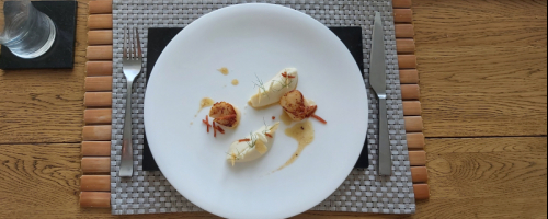 Scallop, spanish chorizo and cauliflower