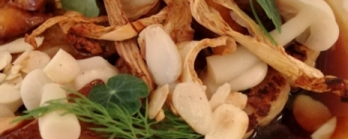 Filete de coliflor en caldo de setas