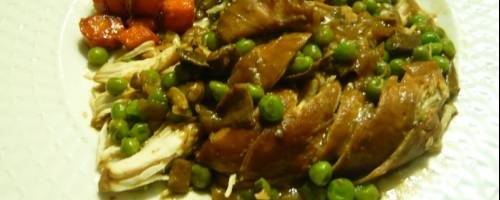 PRESSURE COOKER MUSHROOM CHICKEN AND PEAS