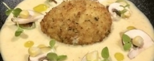 Œufs mollet frit crème de maïs