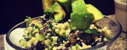 Ceviche de quinoa y aceitunas negras