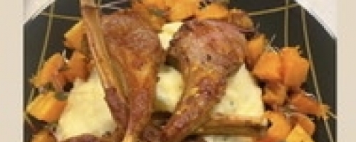 Sage lamb w/yucca mash and brown butter butternut squash